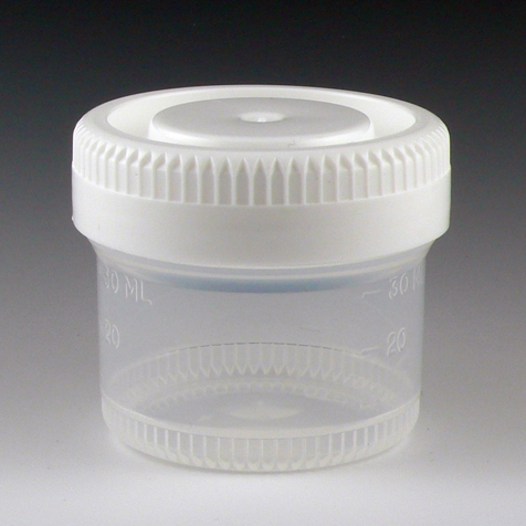 Globe Scientific Container: Tite-Rite, 40mL (1.34oz), PP, 48mm Opening, Graduated, with Separate White Screwcap Image